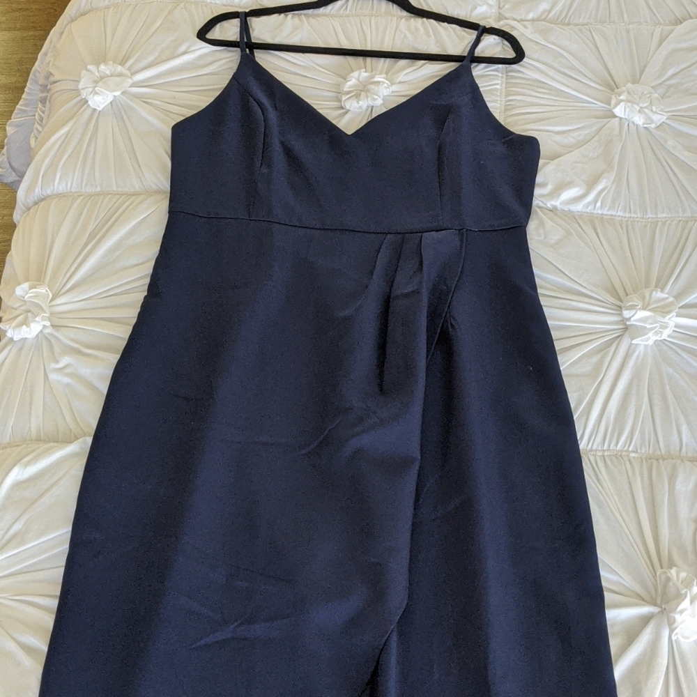CMZ2005 Navy Blue High-Low Dress